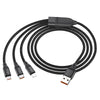 U104 6A fast charging data cable (iPhone Lightning+Micro+Type-C) Black